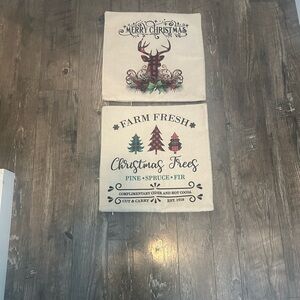 New Christmas and Fall Themed Burlap Pillow Covers Set of 6